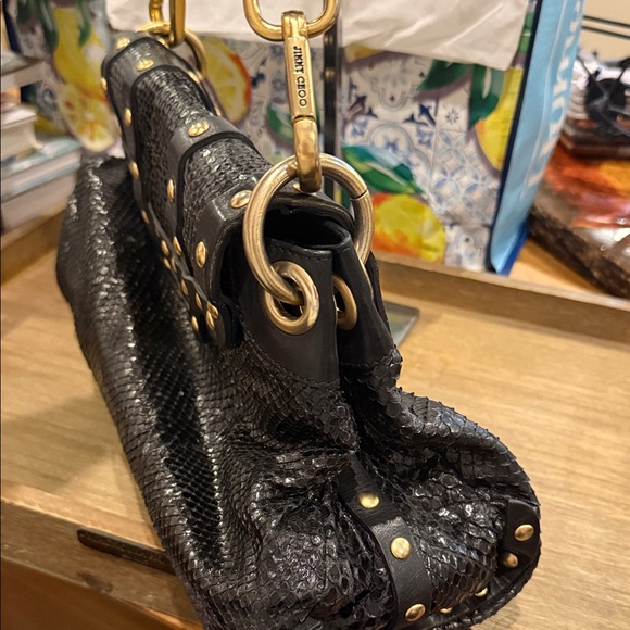 Jimmy Choo Black and Gold Studded Shoulder Bag - Picture 6 of 8